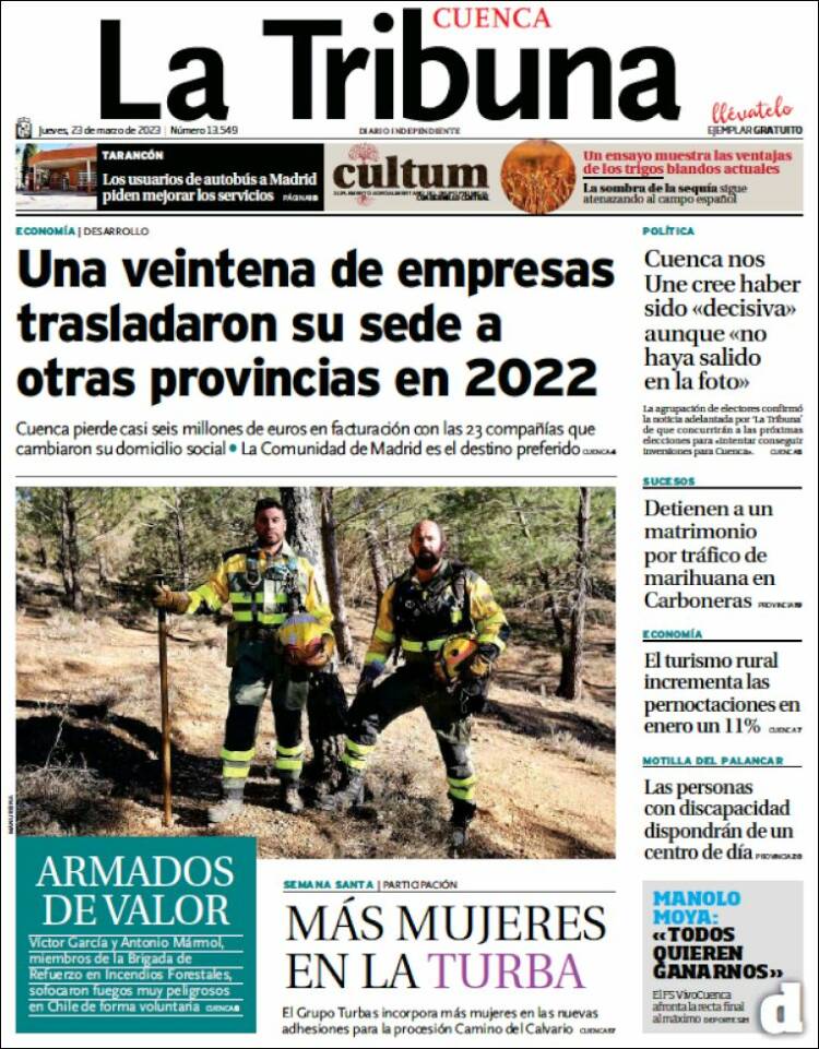 Portada de La Tribuna de Cuenca (España)