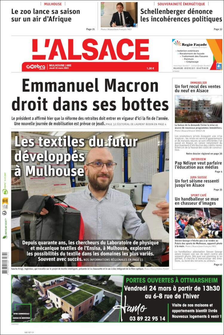 Portada de Journal L'Alsace (France)