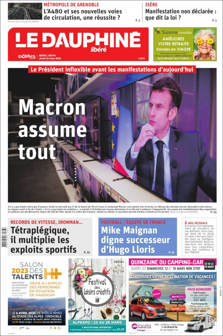 Portada de Le Dauphiné Libéré (France)