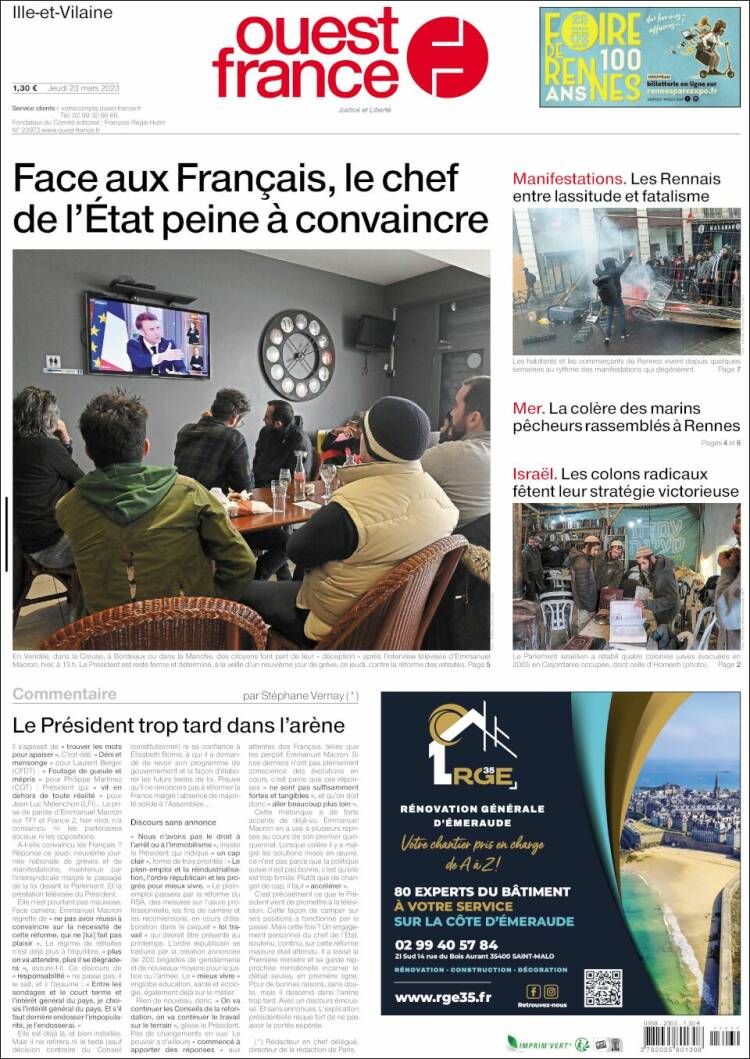 Portada de Ouest France (Francia)