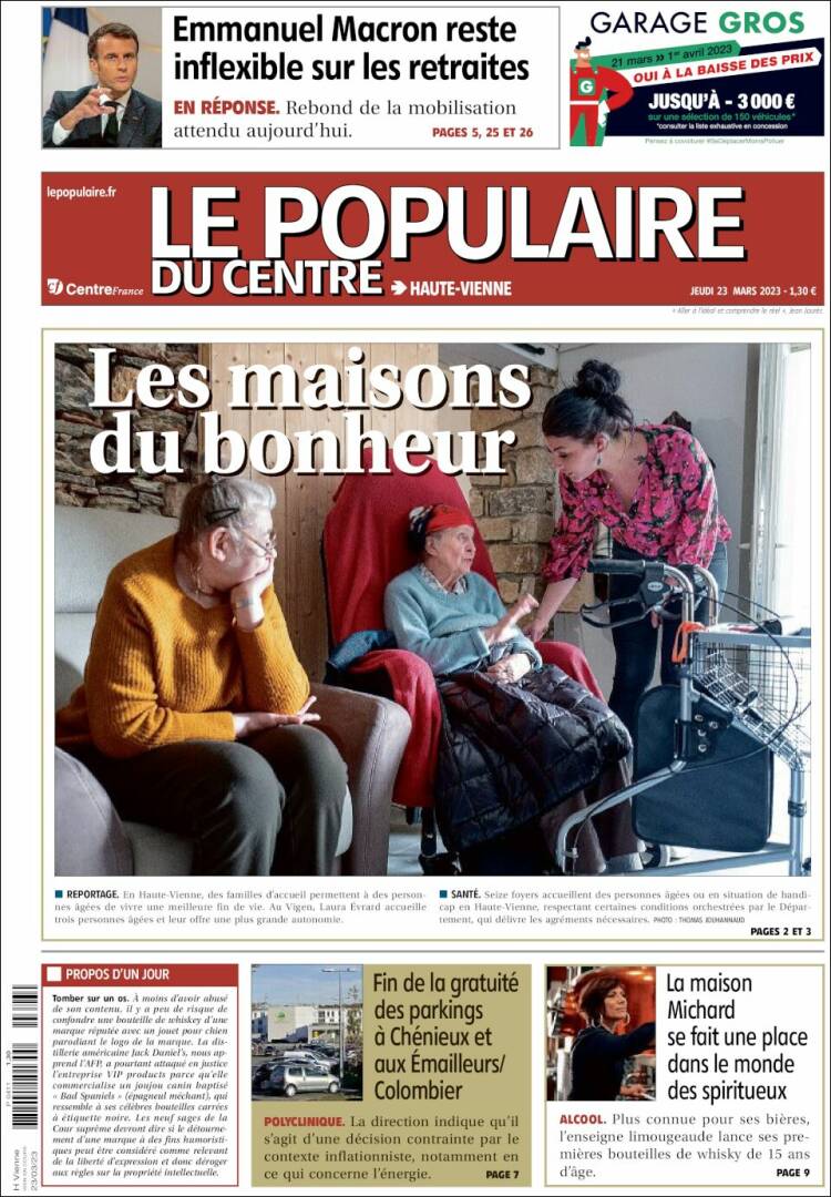 Portada de Le Populaire du Centre (Francia)