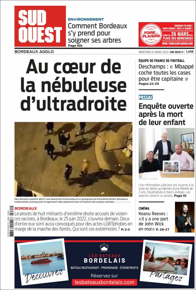 Portada de Sud Ouest (Francia)