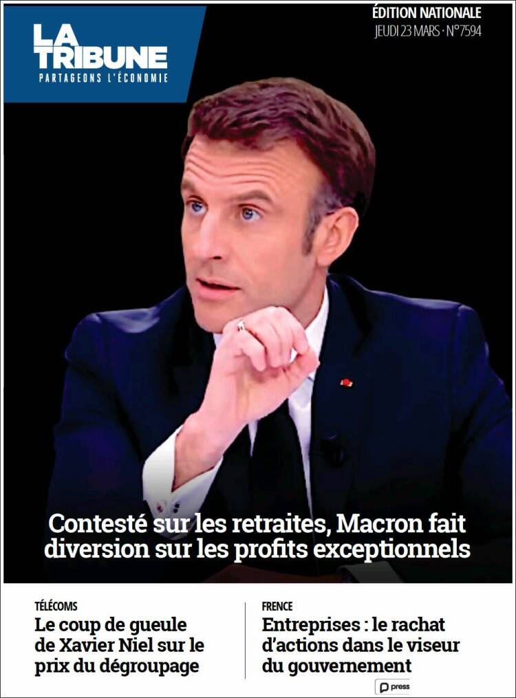 Portada de La Tribune (Francia)