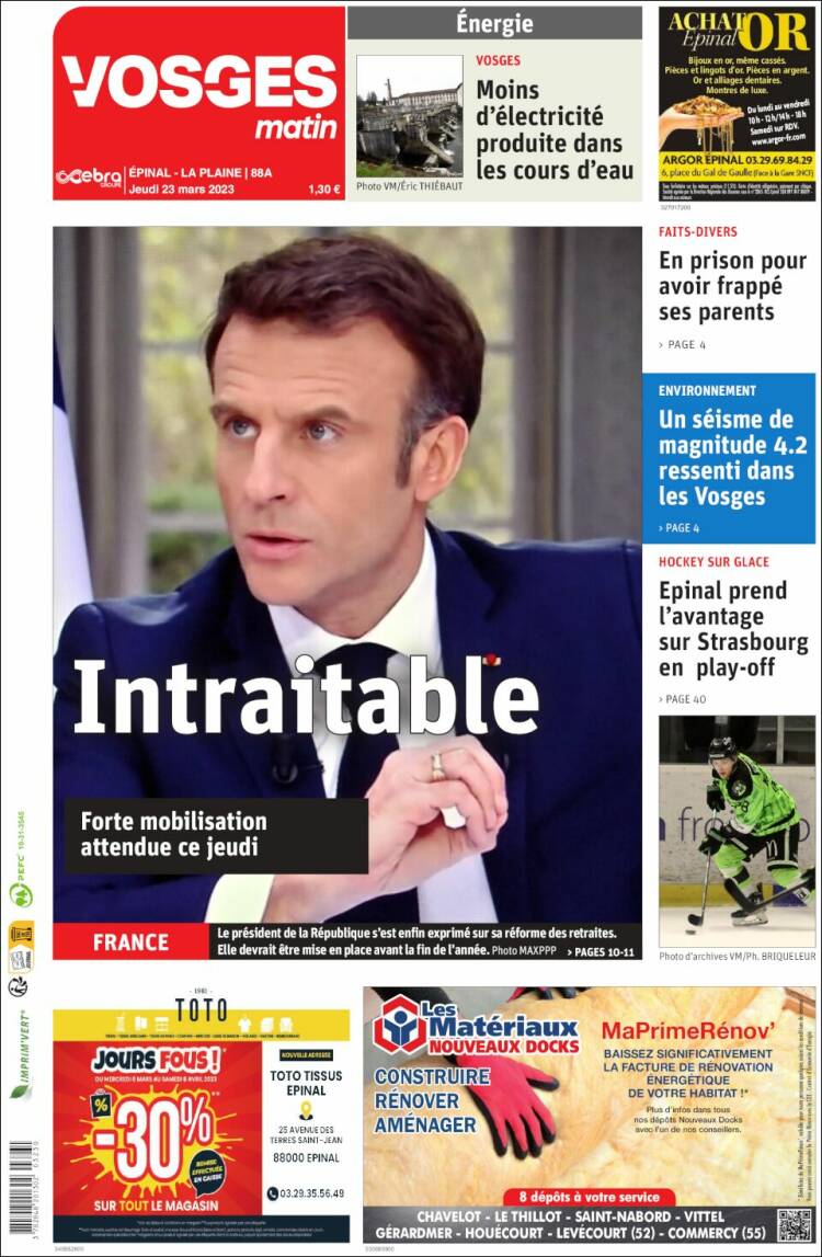 Portada de Vosges Matin (France)