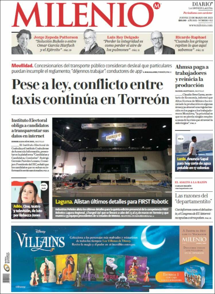 Portada de Milenio - Laguna (Mexico)