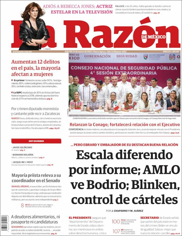 Portada de La Razón (M&eacute;xico)