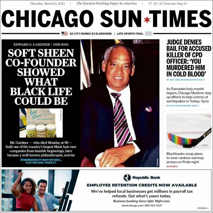 Portada de Chicago Sun-Times (États-Unis)