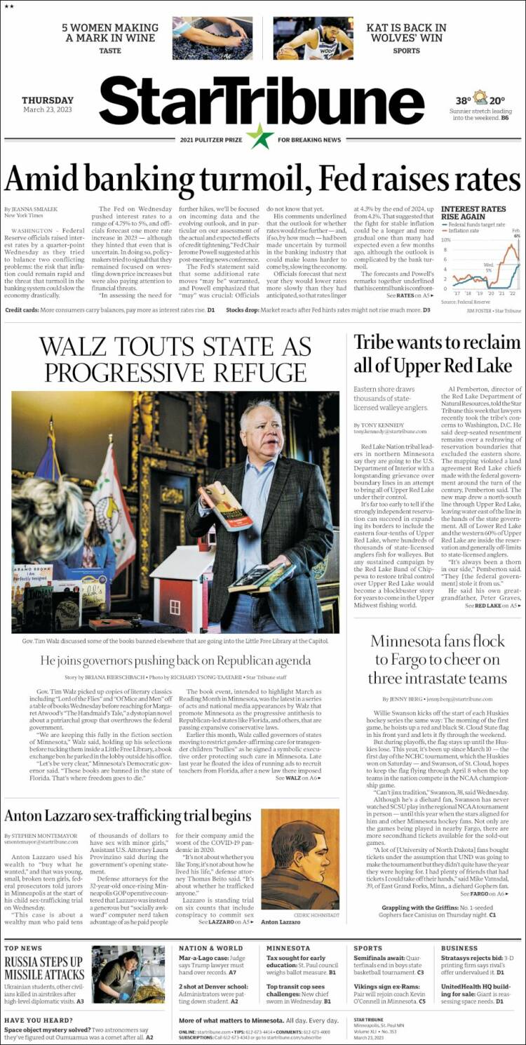 Portada de Star Tribune (USA)