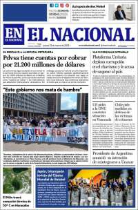 Portada de El Nacional (Venezuela)
