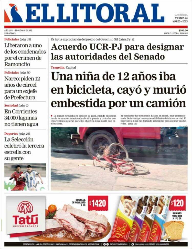 Portada de El Litoral Corrientes (Argentina)