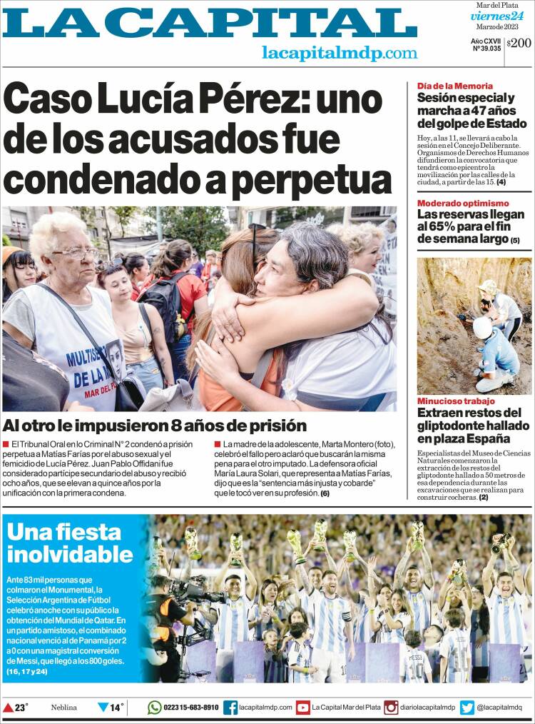 Portada de Diario La Capital - Mar del Plata (Argentina)