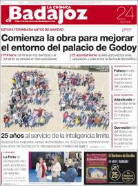 Portada de La Crónica de Badajoz (España)