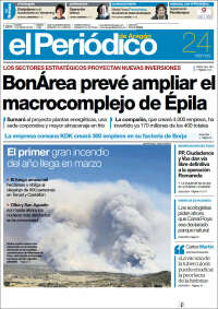 Portada de El Periódico de Aragón (España)