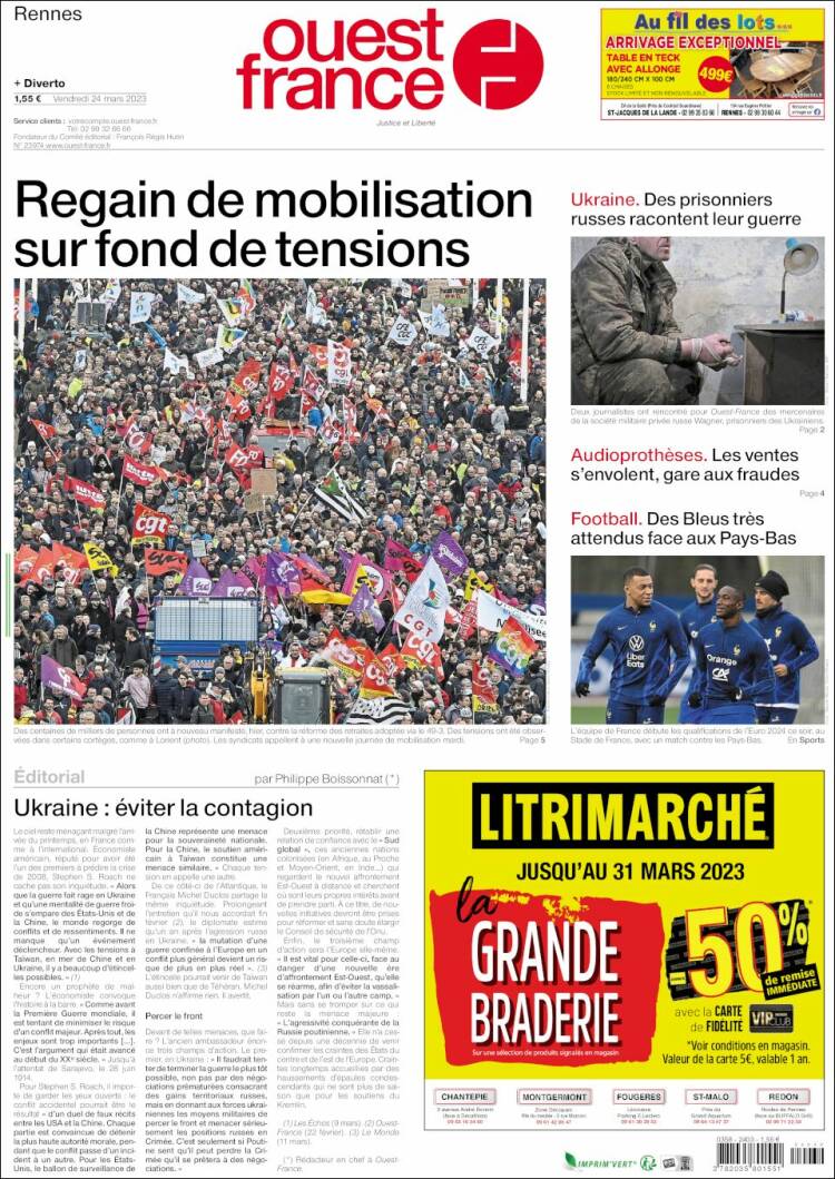 Portada de Ouest France (France)