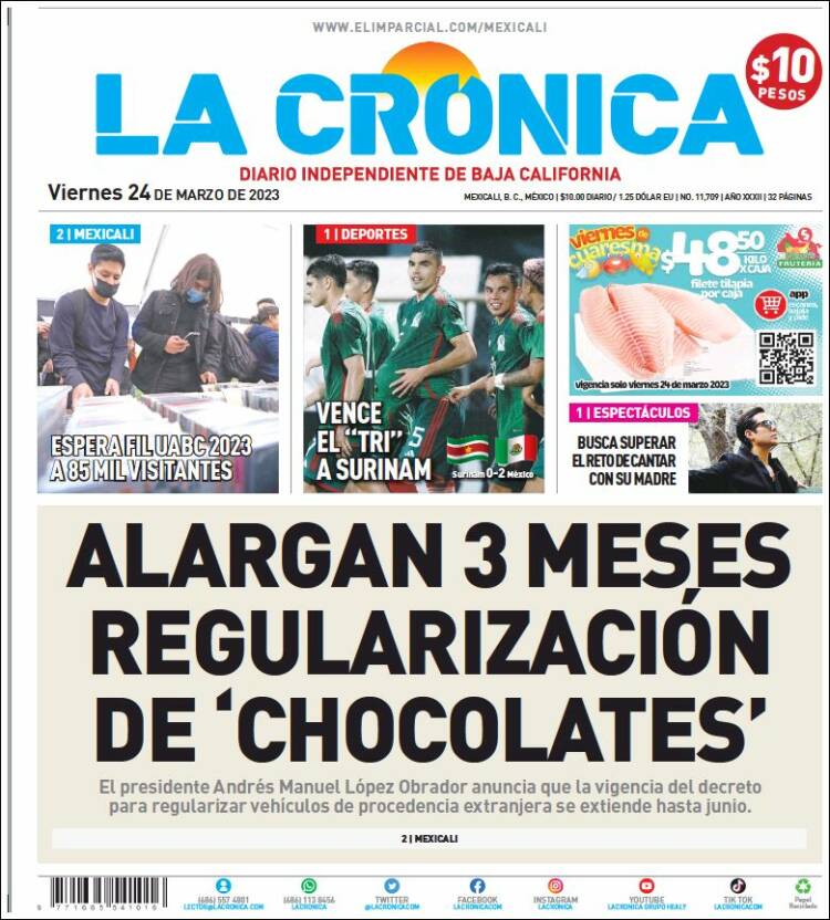 Portada de La Crónica de Baja California (México)