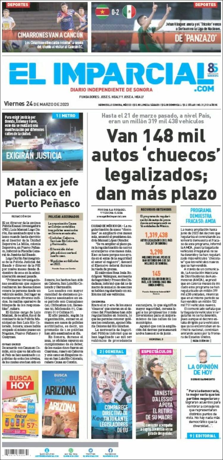 Portada de El Imparcial (México)