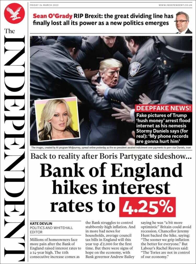 Portada de The Independent (Reino Unido)