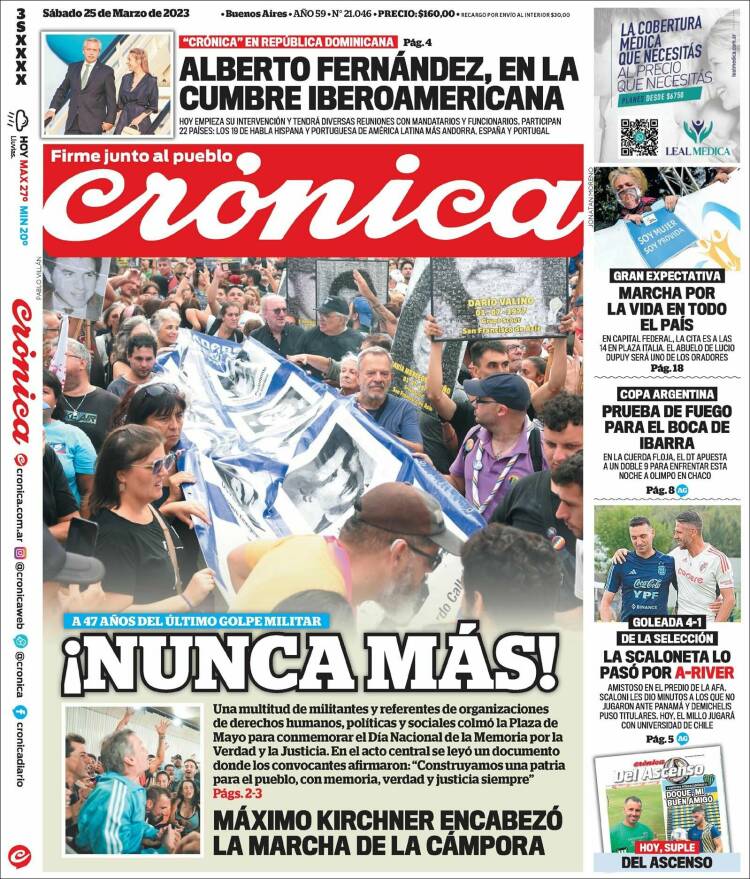 Portada de Crónica (Argentina)