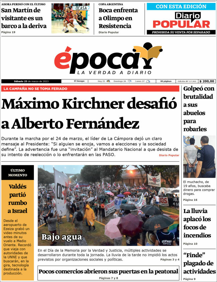 Portada de Diario Época (Argentina)