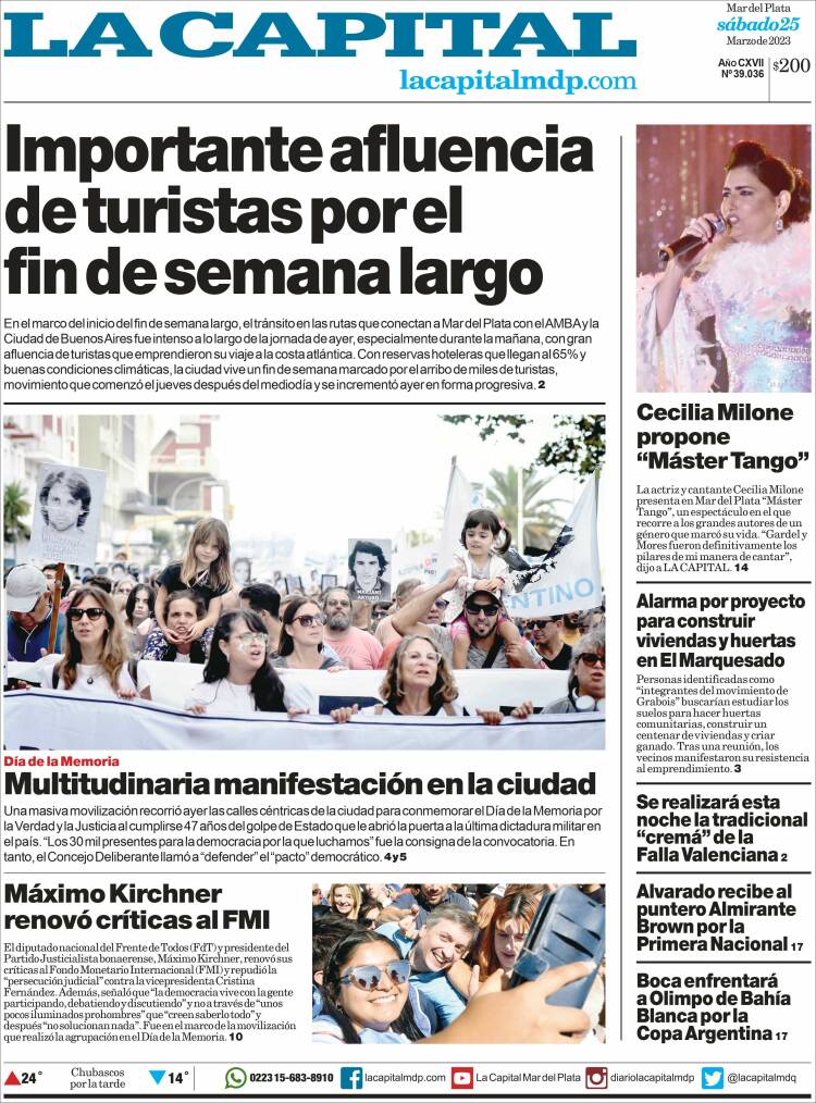 Portada de Diario La Capital - Mar del Plata (Argentina)