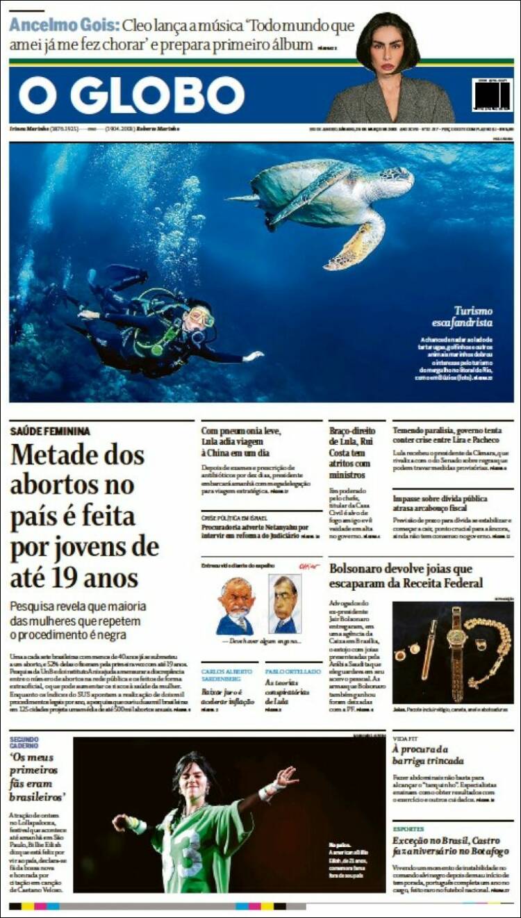 Portada de O Globo (Brasil)