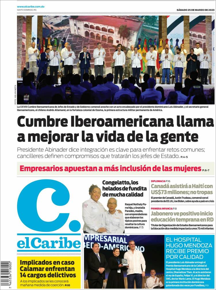 Portada de El Caribe (R. Dominicana)