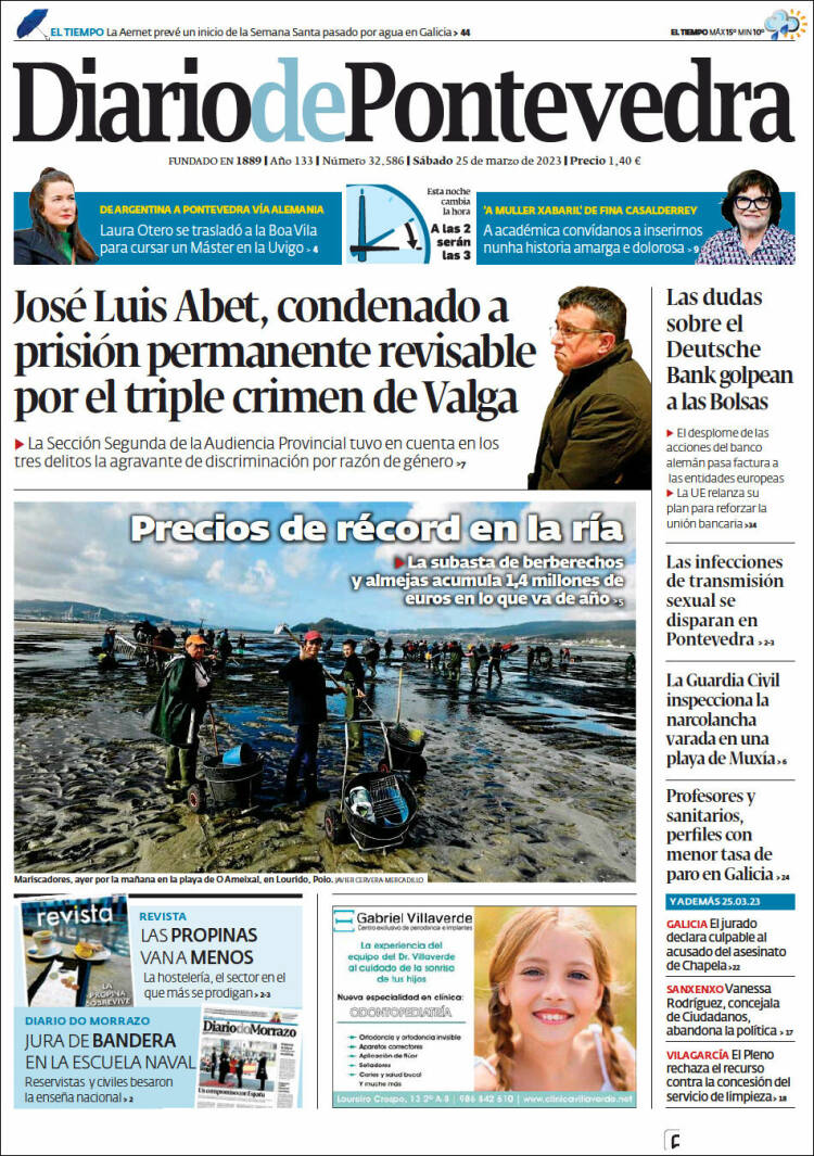 Portada de Diario de Pontevedra (España)