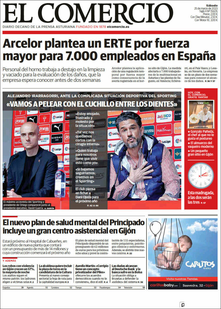 Portada de El Comercio - Gijón (España)