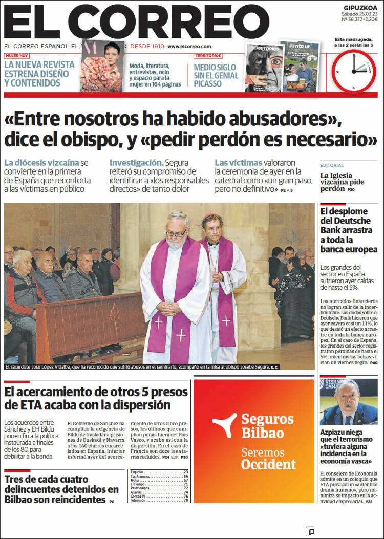 Portada de El Correo - Guipuzcoa (España)