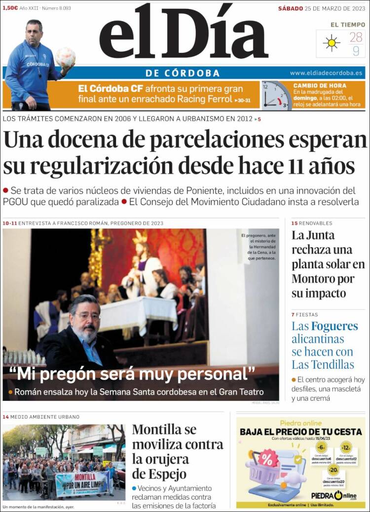 Portada de El Día de Córdoba (España)