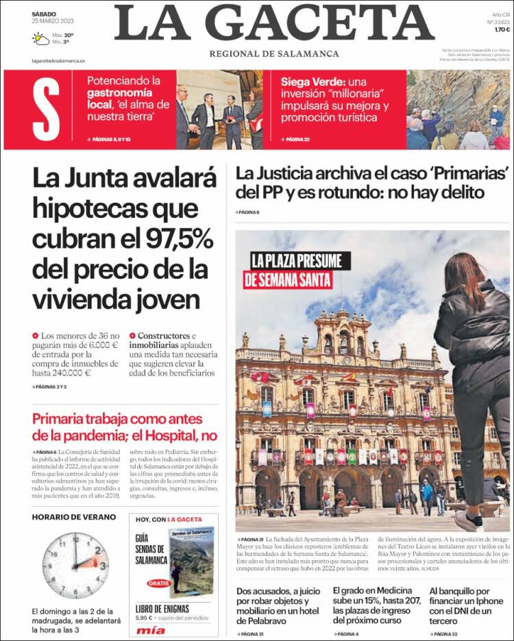 Portada de La Gaceta de Salamanca (España)