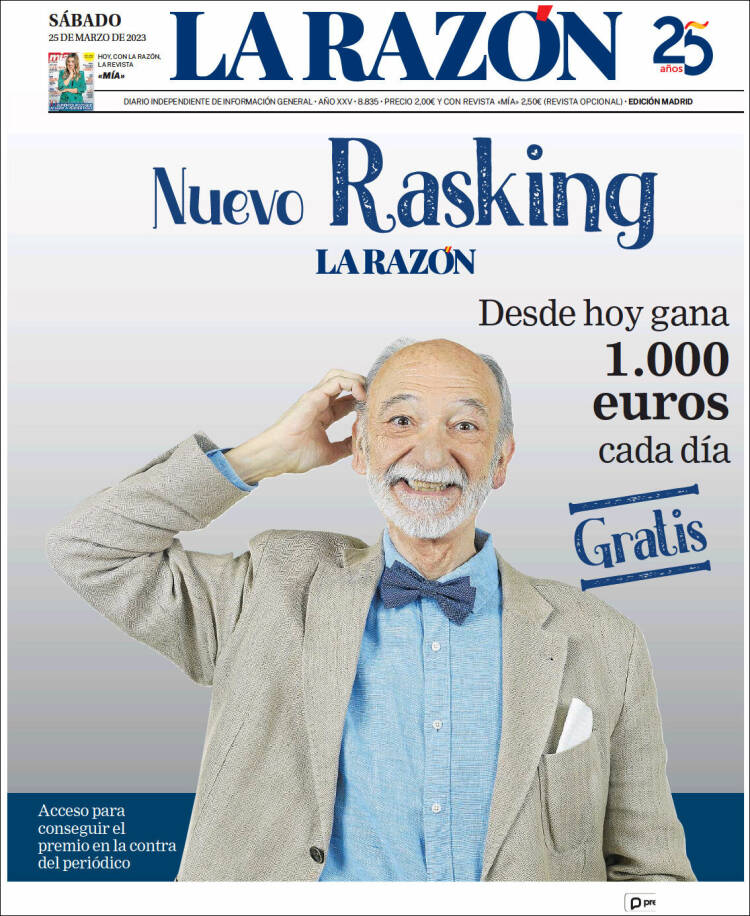 Portada de La Razón (España)