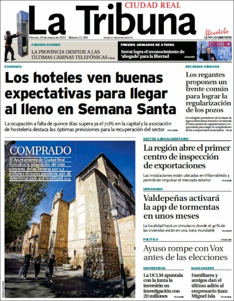 Portada de La Tribuna de Ciudad Real (España)