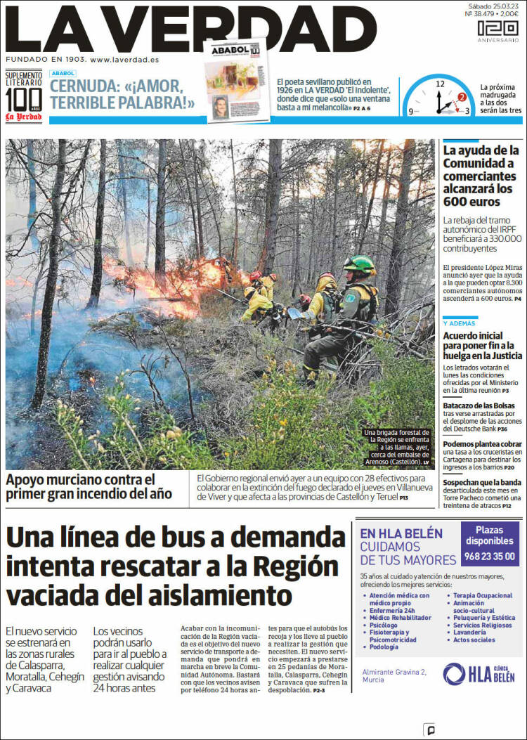 Portada de La Verdad de Murcia (España)