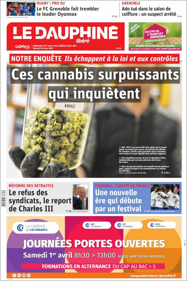 Portada de Le Dauphiné Libéré (Francia)