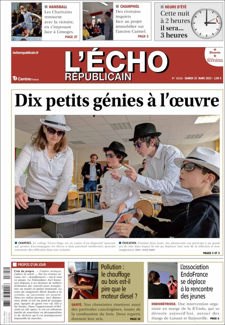 Portada de L'Echo Républicain (Francia)