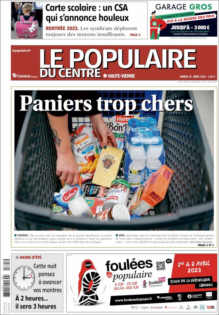 Portada de Le Populaire du Centre (Francia)