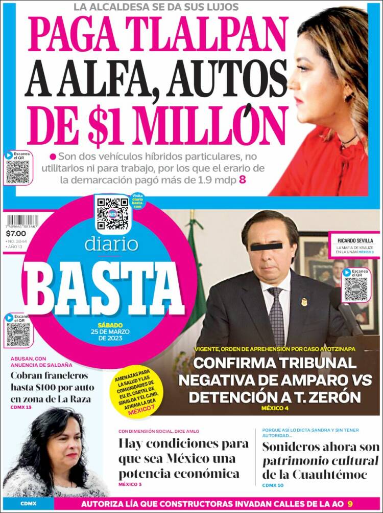 Portada de Diario Basta (México)