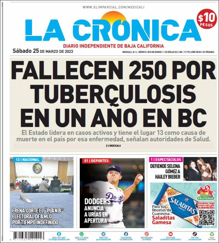 Portada de La Crónica de Baja California (México)