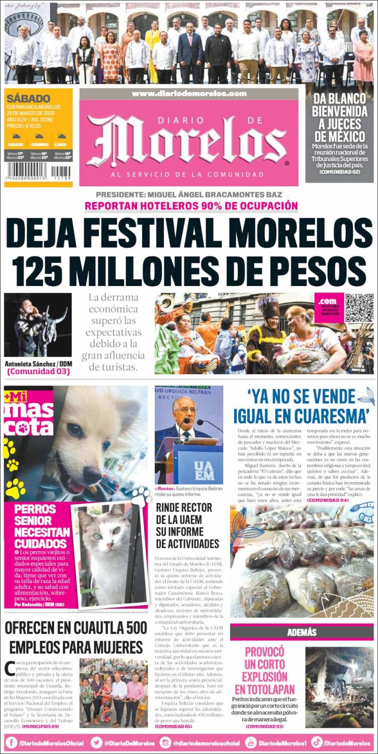 Portada de Diario de Morelos (México)