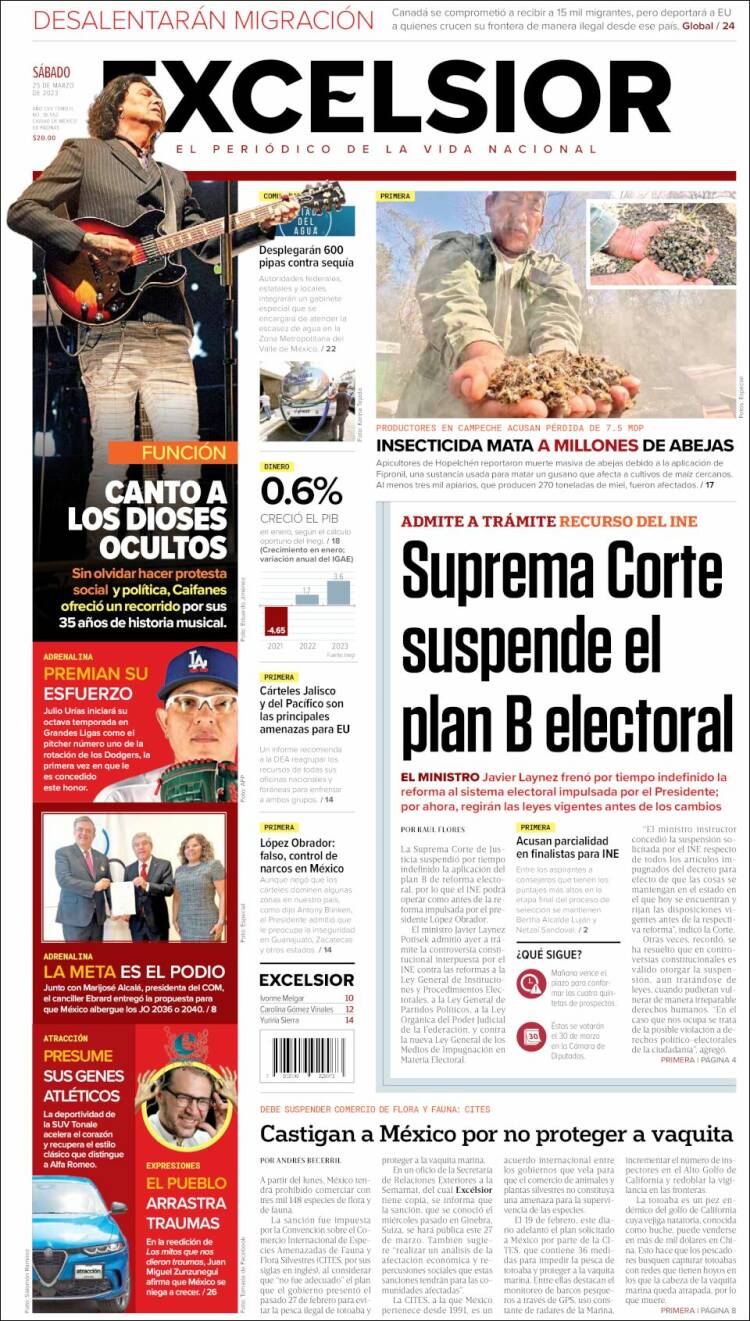 Portada de Excelsior (México)