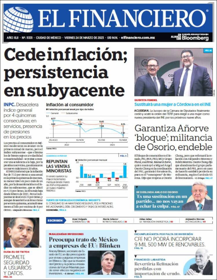 Portada de El Financiero (México)