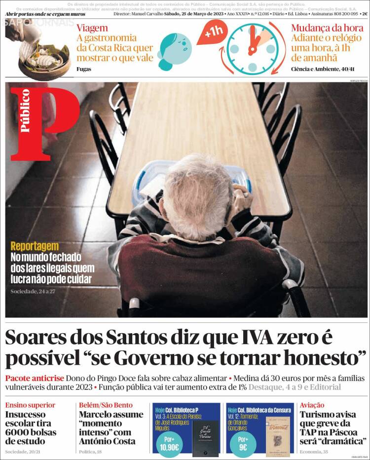 Portada de Público (Portugal)