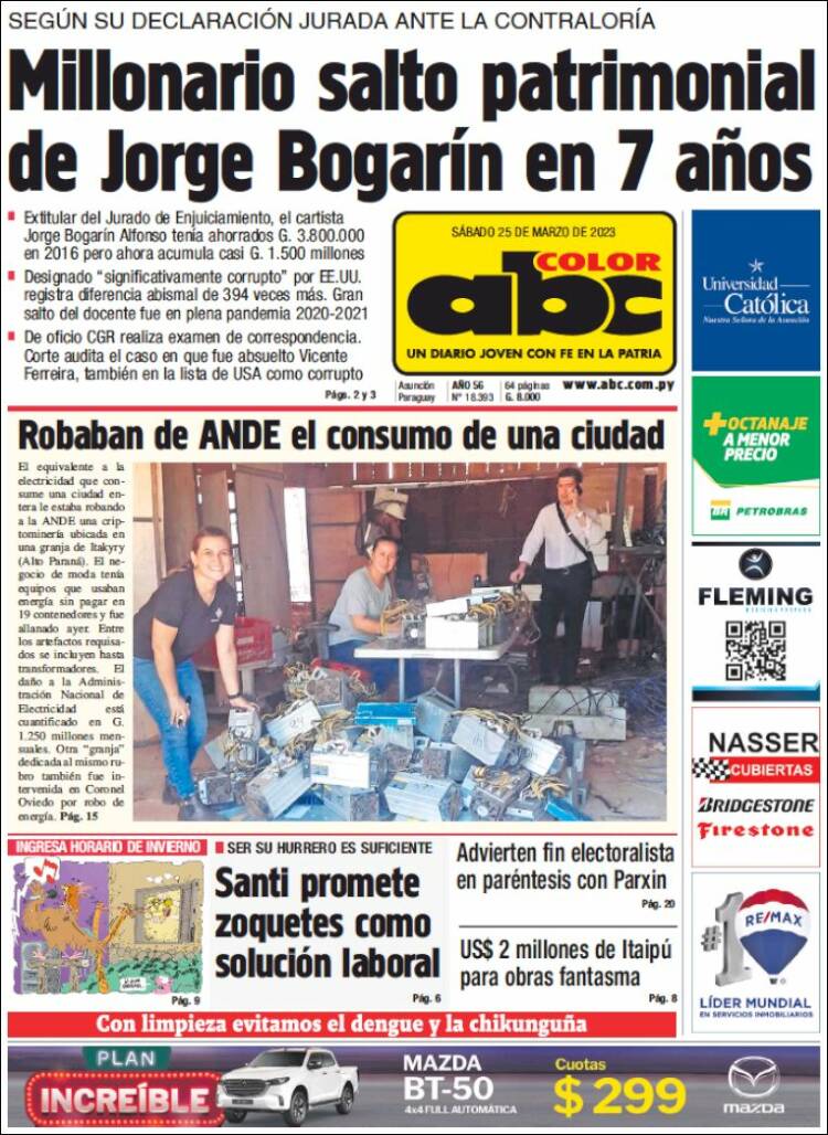 Portada de ABC Color (Paraguay)