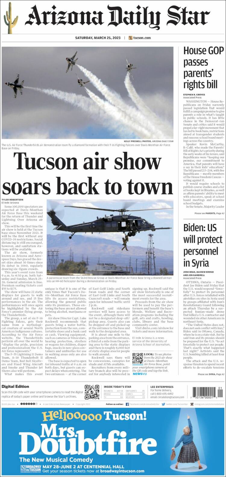 Portada de Arizona Daily Star (USA)