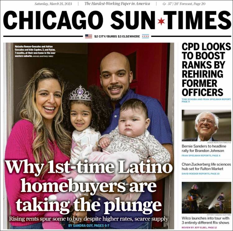 Portada de Chicago Sun-Times (USA)