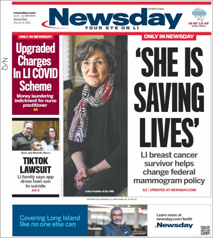 Portada de Newsday (USA)