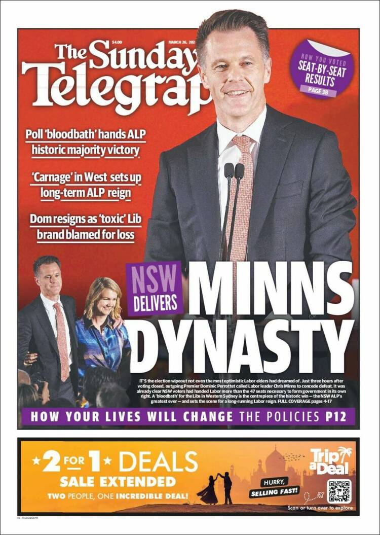 Portada de The Daily Telegraph (Australia)