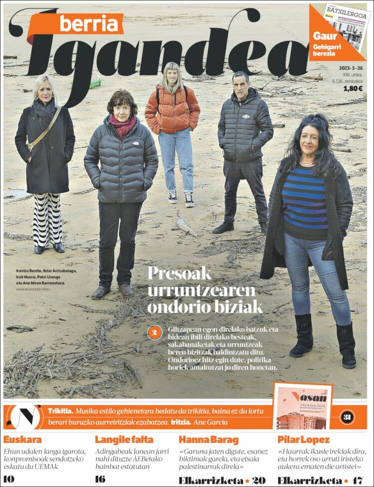 Portada de Berria (España)