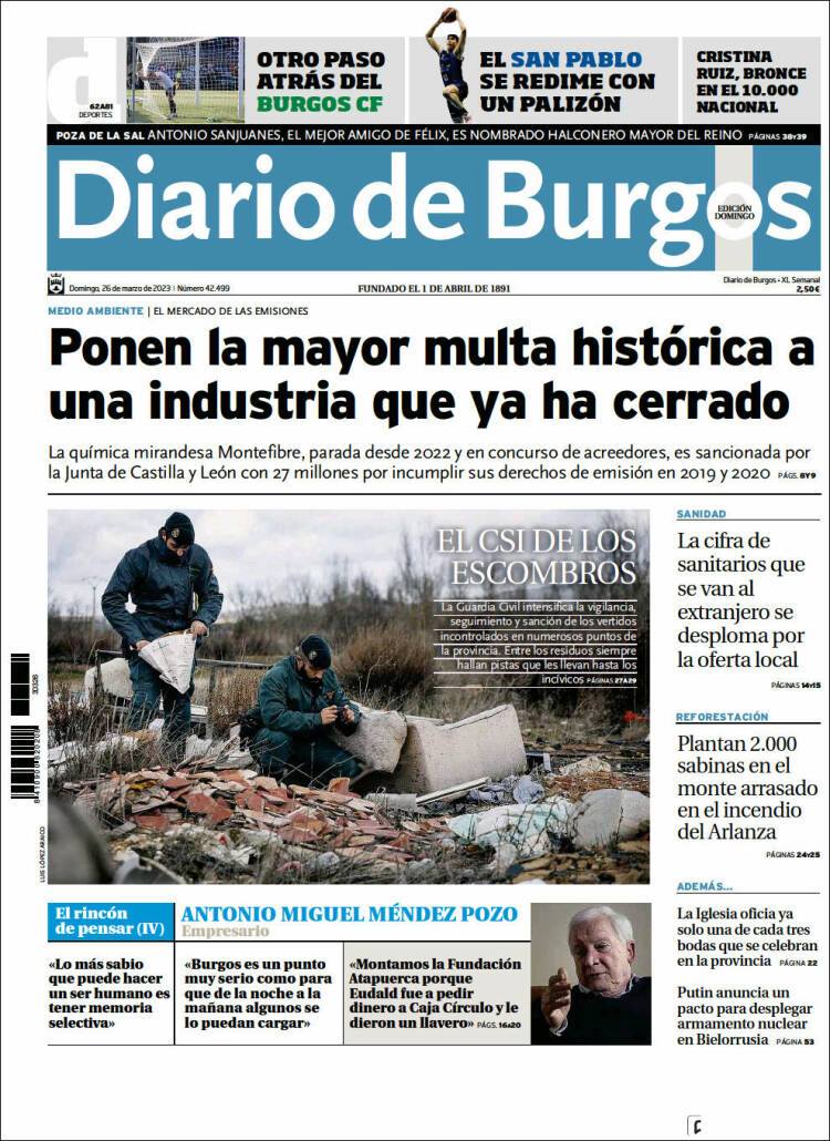Portada de Diario de Burgos (España)